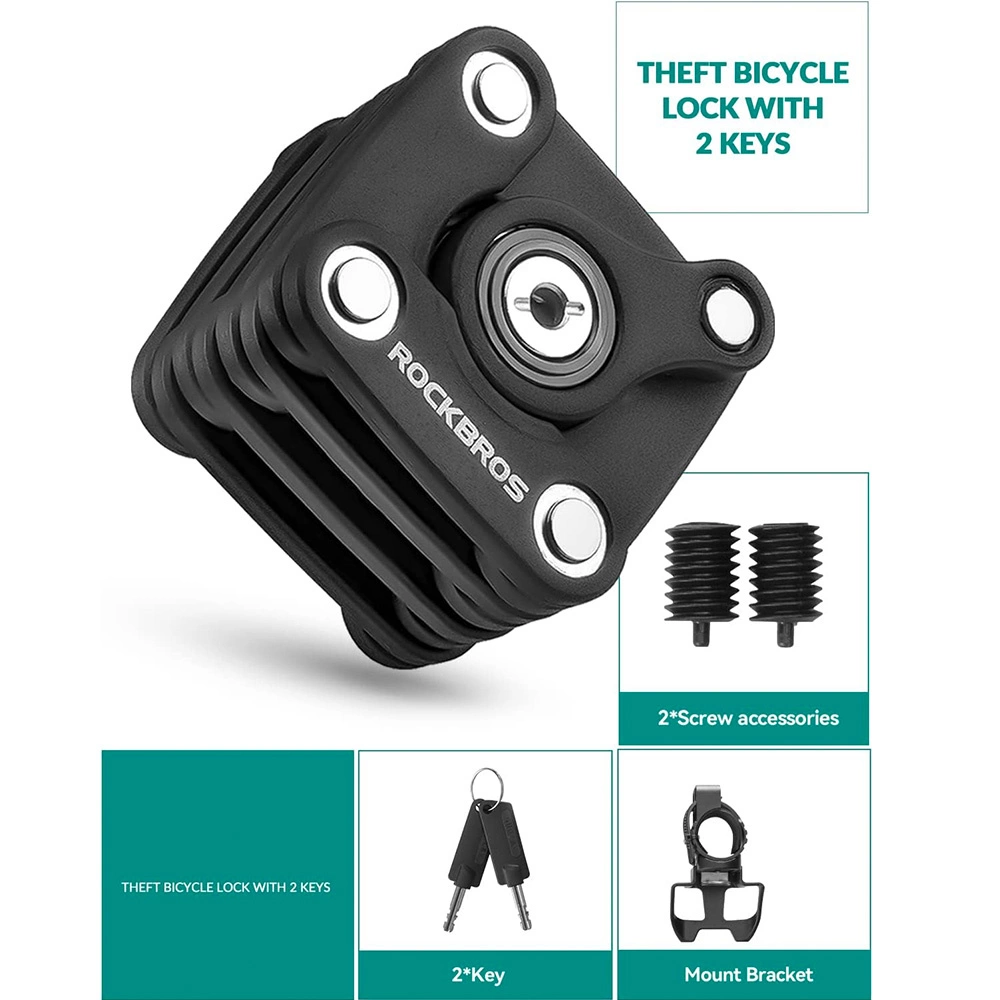 Rockbros WD795 foldable bicycle lock - blackeng