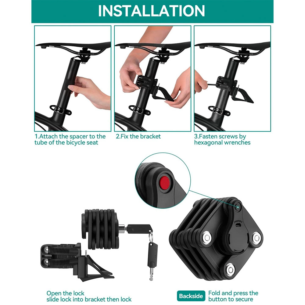Rockbros WD795 foldable bicycle lock - blackeng