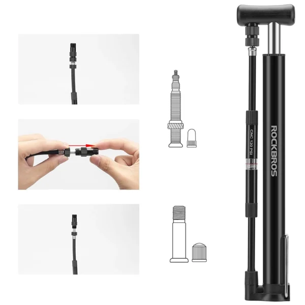 Rockbros 42322821001 floor bicycle pump - blackeng