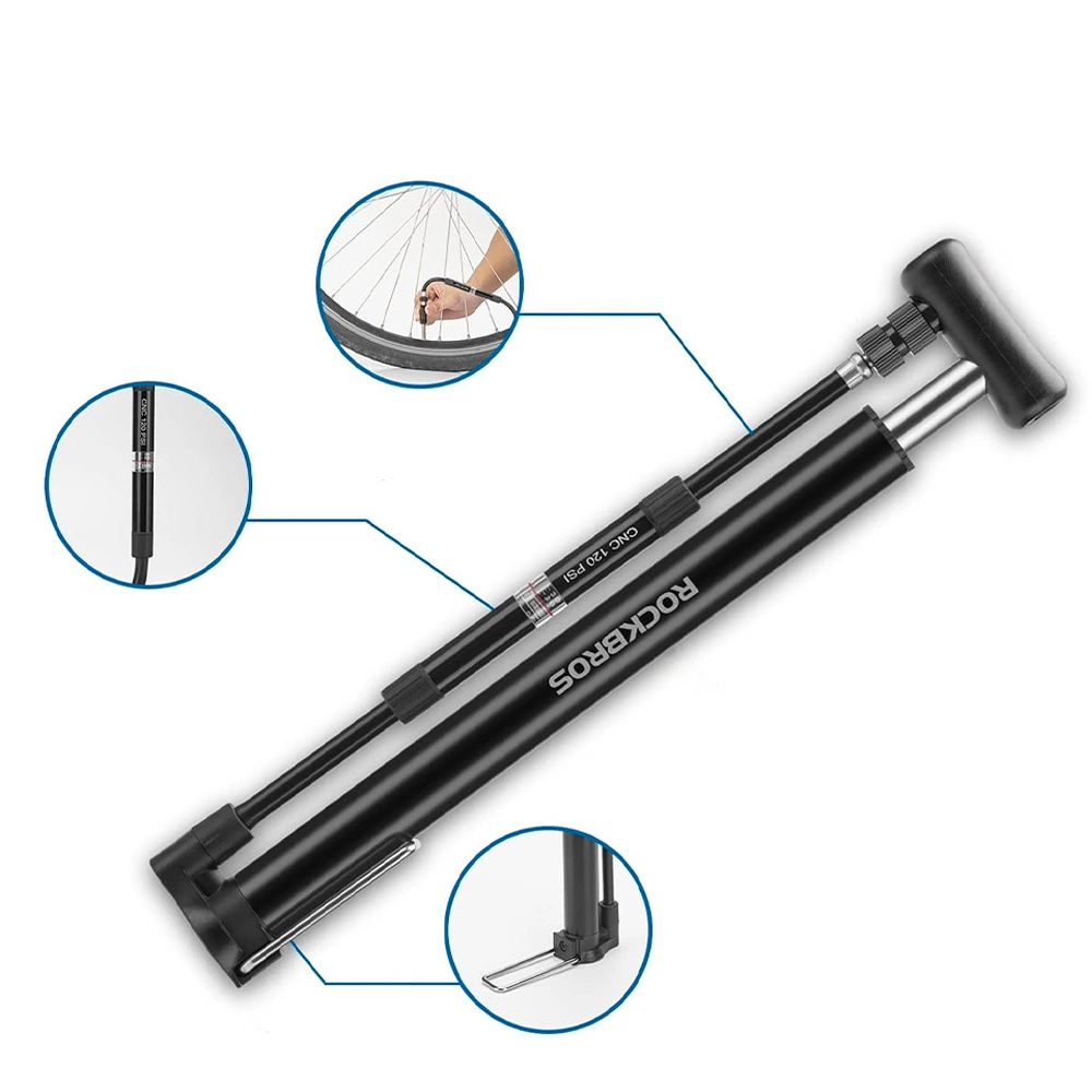 Rockbros 42322821001 floor bicycle pump - blackeng