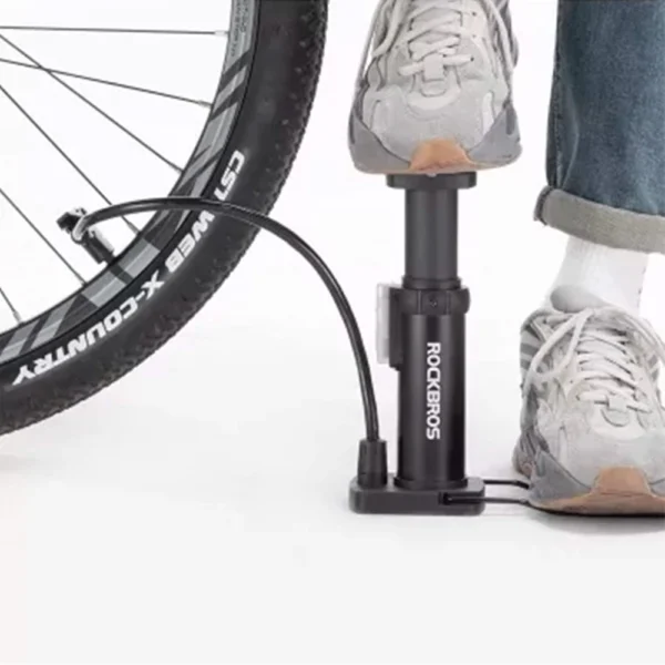 Rockbros 42610002001 floor bicycle pump with pressure gauge - blackeng