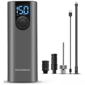Rockbros 42720001001 Electric Bike Pump with LED Display + USB-C - USB-A Cable - Blackeng