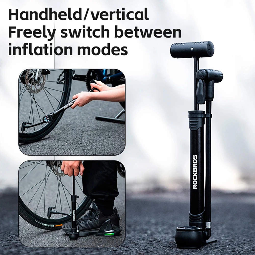 Rockbros 42310006001 bicycle pump with pressure gauge - blackeng
