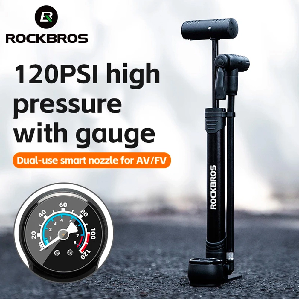 Rockbros 42310006001 bicycle pump with pressure gauge - blackeng