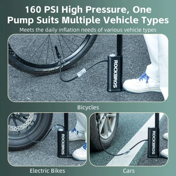 Rockbros 42310007001 floor bicycle pump - blackeng