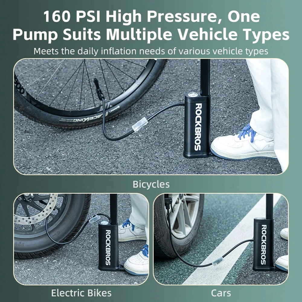 Rockbros 42310007001 floor bicycle pump - blackeng