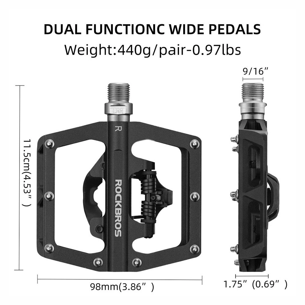 Rockbros PD15-BK Aluminum Alloy Bicycle Pedal Set - Blackeng