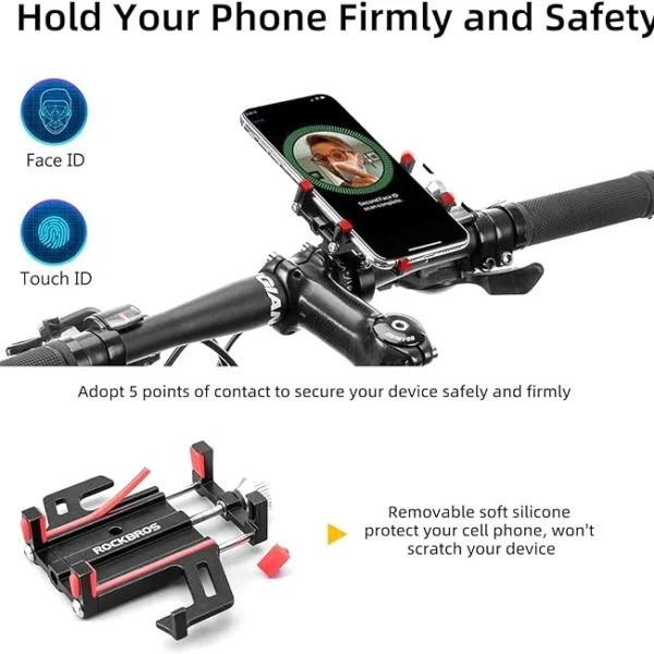 Rockbros 699-BK Aluminum Alloy Bicycle Phone Holder - Blackeng