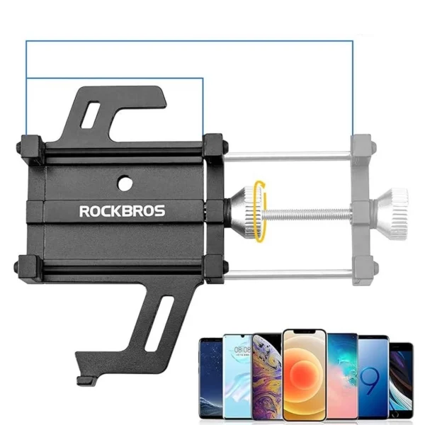 Rockbros 699-BK Aluminum Alloy Bicycle Phone Holder - Blackeng