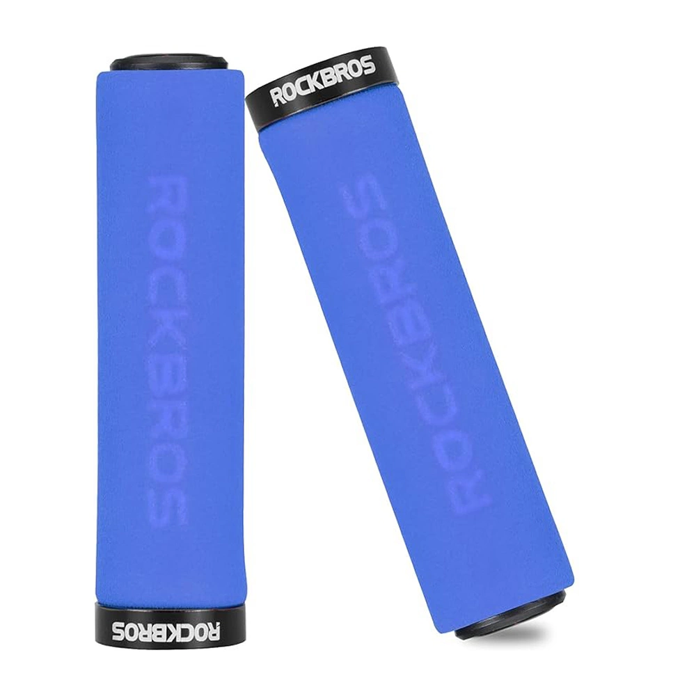 Rockbros BT1001BLBK sponge bicycle handlebar grips - blue and blackeng