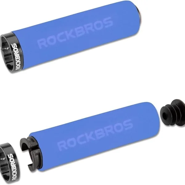 Rockbros BT1001BLBK sponge bicycle handlebar grips - blue and blackeng