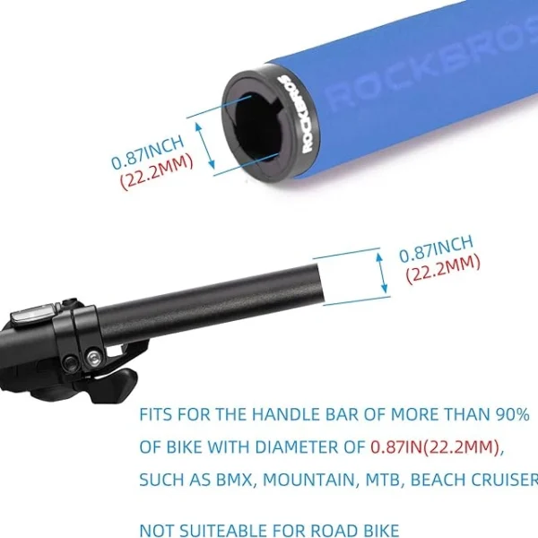 Rockbros BT1001BLBK sponge bicycle handlebar grips - blue and blackeng
