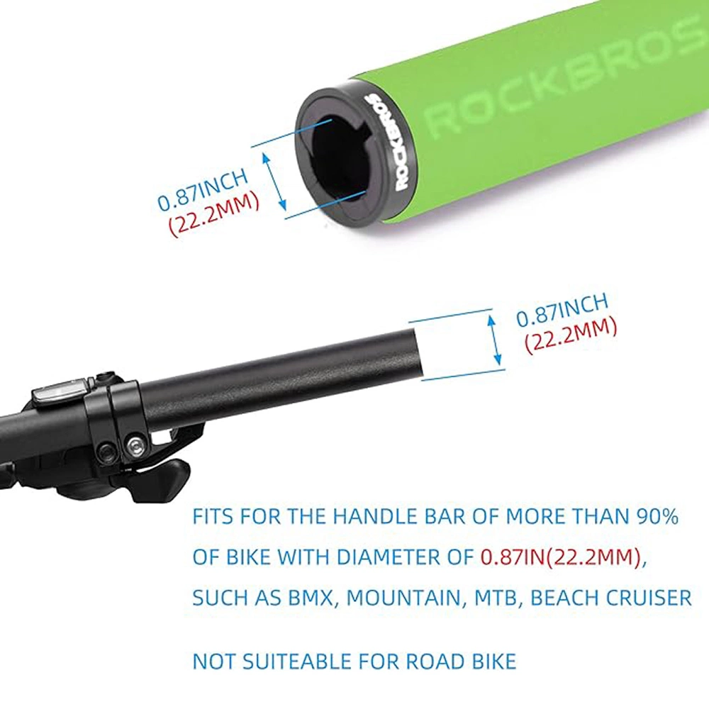 Rockbros BT1001GNBK sponge bicycle handlebar grips - green and blackeng
