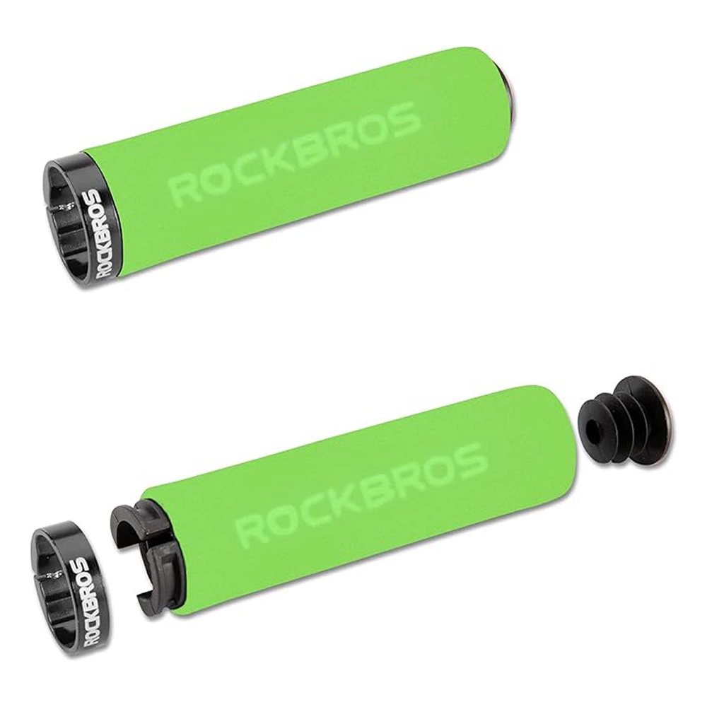 Rockbros BT1001GNBK sponge bicycle handlebar grips - green and blackeng