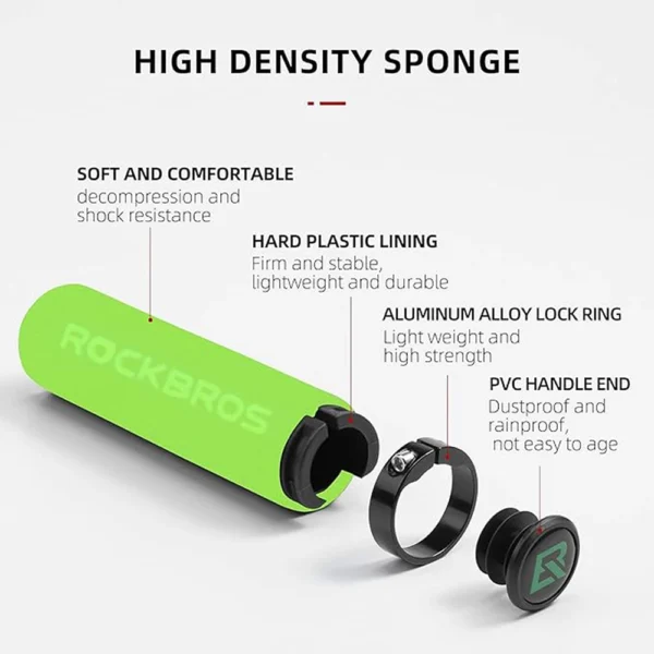 Rockbros BT1001GNBK sponge bicycle handlebar grips - green and blackeng