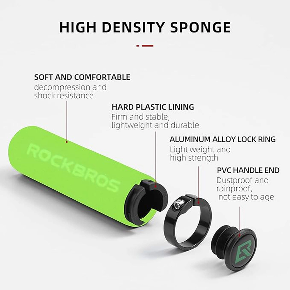 Rockbros BT1001GNBK sponge bicycle handlebar grips - green and blackeng