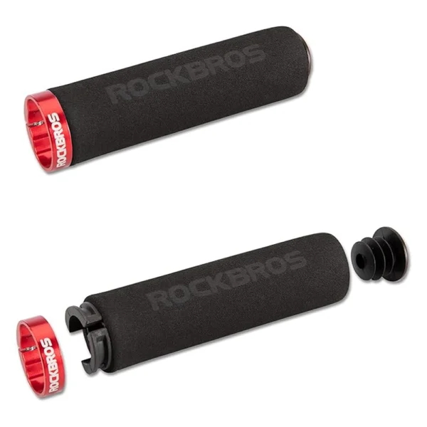 Rockbros BT1001BKRD sponge bicycle handlebar grips - black and redeng