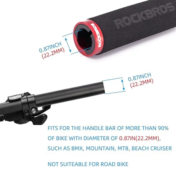 Rockbros BT1001BKRD sponge bicycle handlebar grips - black and redeng