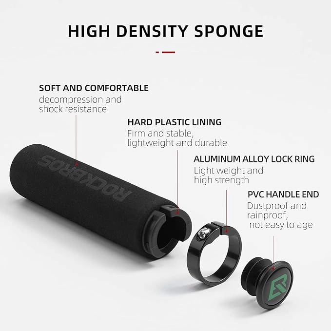 Rockbros BT1001BKBK sponge bicycle handlebar grips - blackeng