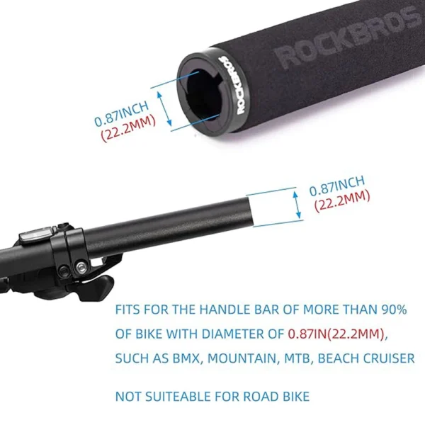 Rockbros BT1001BKBK sponge bicycle handlebar grips - blackeng