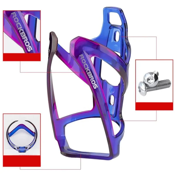 Rockbros FK338 bicycle holder for water bottle - blue and purpleeng