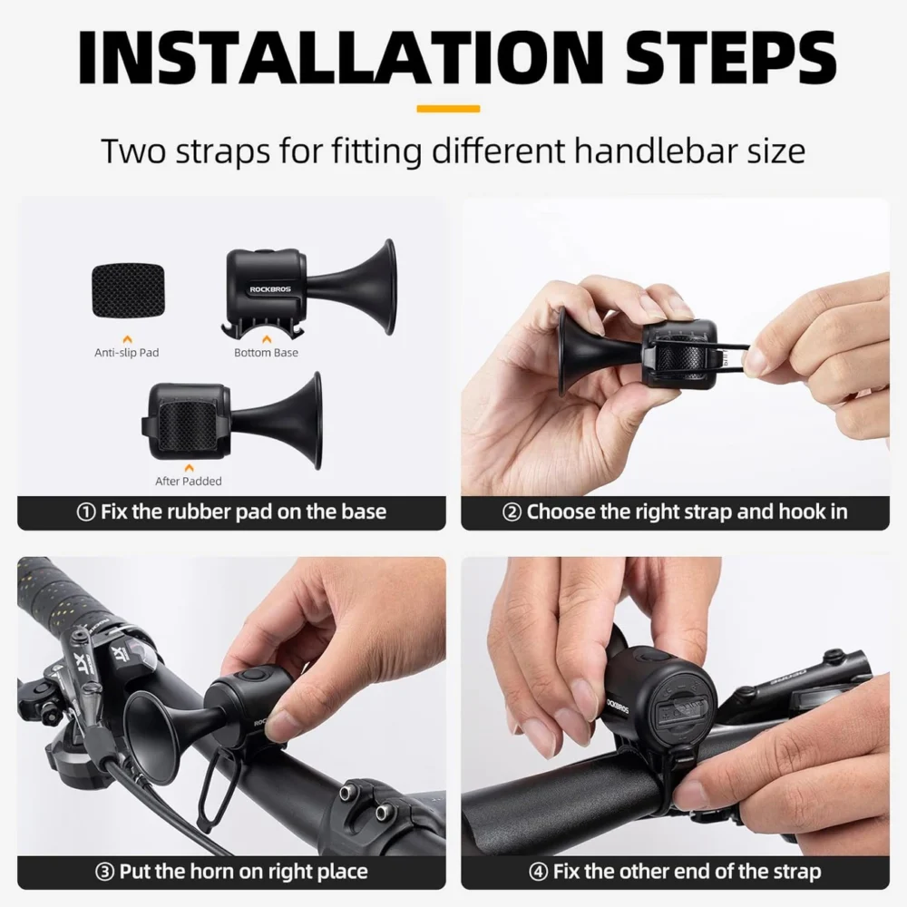 Rockbros 34210002001 electronic bicycle bell - blackeng