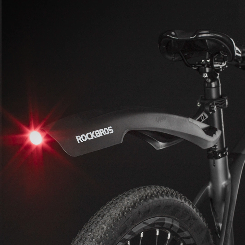 Rockbros DNB8001 mudguard with red LED light - blackeng