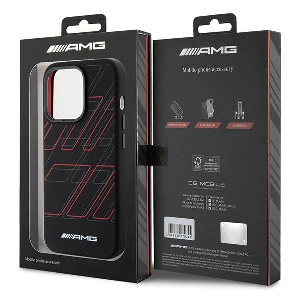 AMG Silicone Large Rhombuses Pattern MagSafe case for iPhone 15 Pro - blackeng