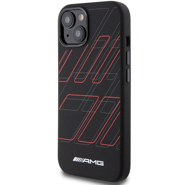 AMG Silicone Large Rhombuses Pattern MagSafe Case for iPhone 15 Plus / 14 Plus - Blackeng