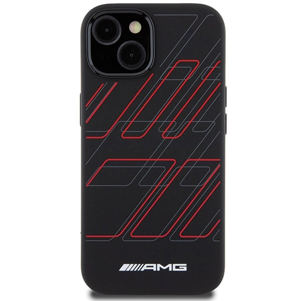 AMG Silicone Large Rhombuses Pattern MagSafe Case for iPhone 15 Plus / 14 Plus - Blackeng