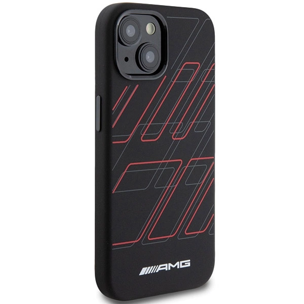 AMG Silicone Large Rhombuses Pattern MagSafe Case for iPhone 15 Plus / 14 Plus - Blackeng
