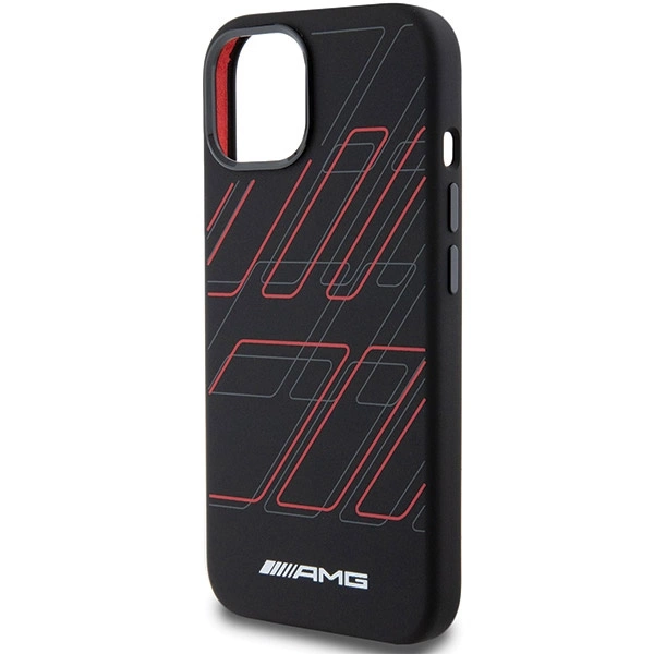 AMG Silicone Large Rhombuses Pattern MagSafe Case for iPhone 15 Plus / 14 Plus - Blackeng