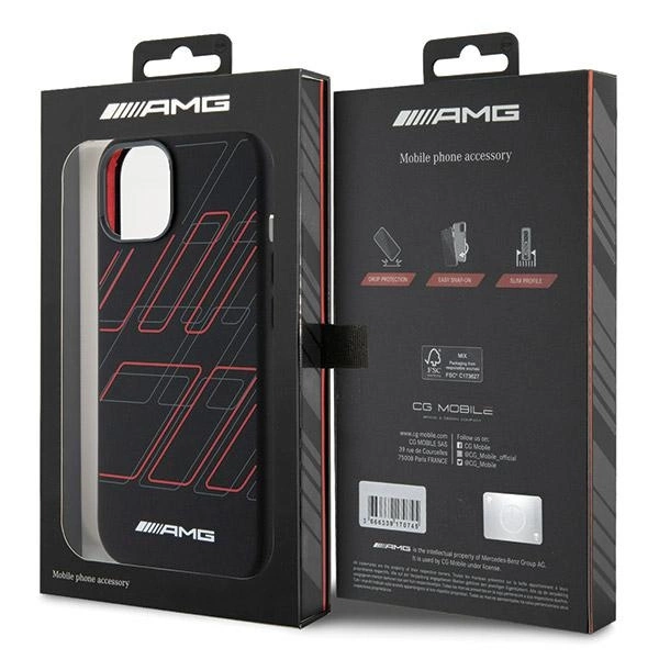 AMG Silicone Large Rhombuses Pattern MagSafe Case for iPhone 15 Plus / 14 Plus - Blackeng