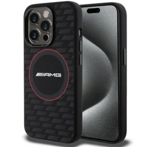 AMG Silicone Carbon Pattern MagSafe case for iPhone 15 Pro Max - blackeng