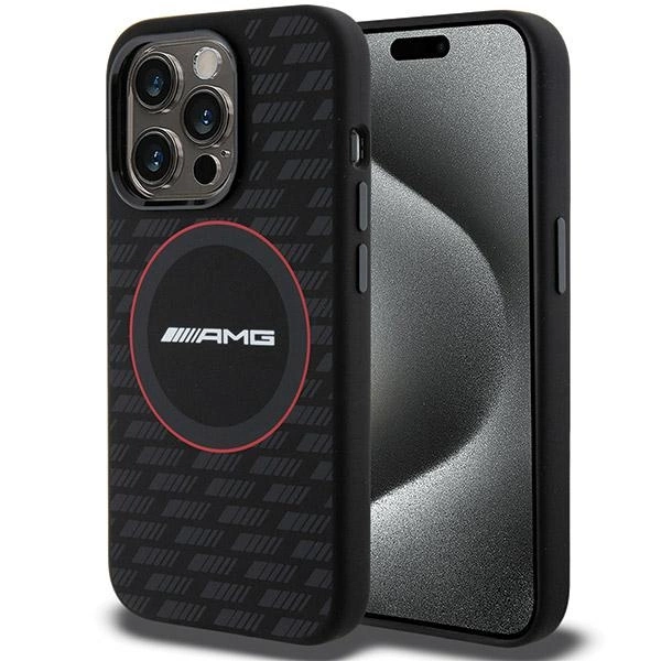 AMG Silicone Carbon Pattern MagSafe case for iPhone 15 Pro Max - blackeng