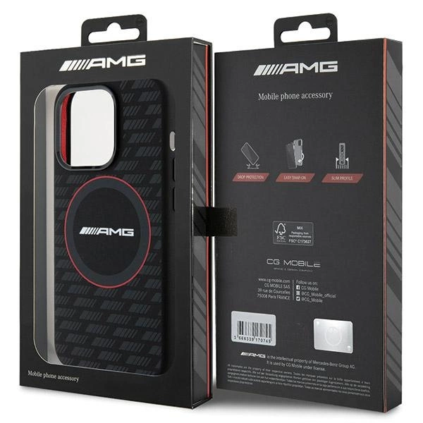 AMG Silicone Carbon Pattern MagSafe case for iPhone 15 Pro Max - blackeng