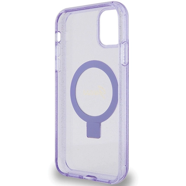 Guess Ring Stand Script Glitter MagSafe case for iPhone 11 / Xr - purpleeng