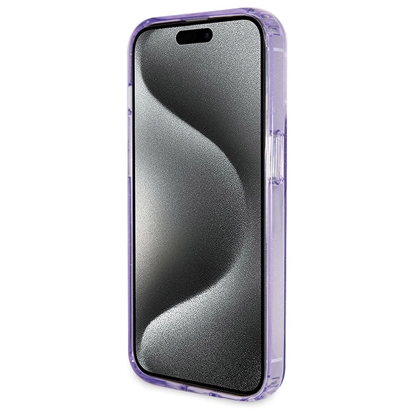 Guess Ring Stand Script Glitter MagSafe case for iPhone 14 Pro - purpleeng