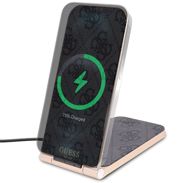 Guess 4G Pattern MagSafe foldable 2in1 15W inductive charger - blackeng