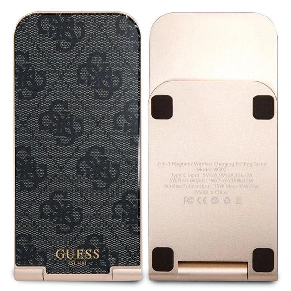 Guess 4G Pattern MagSafe foldable 2in1 15W inductive charger - blackeng