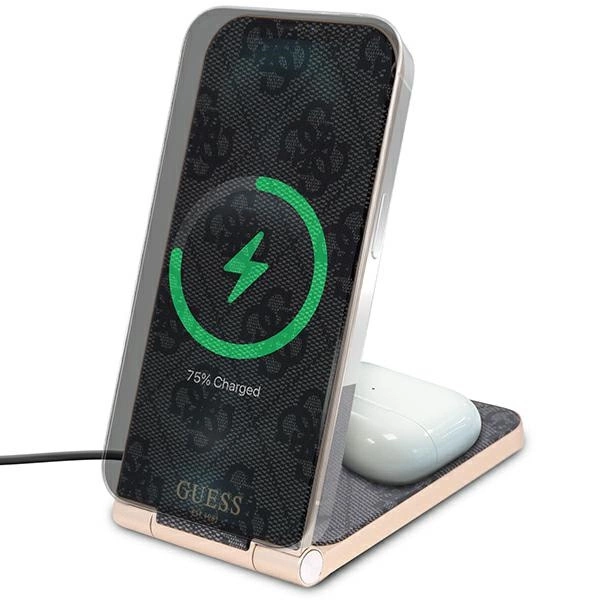 Guess 4G Pattern MagSafe foldable 2in1 15W inductive charger - blackeng