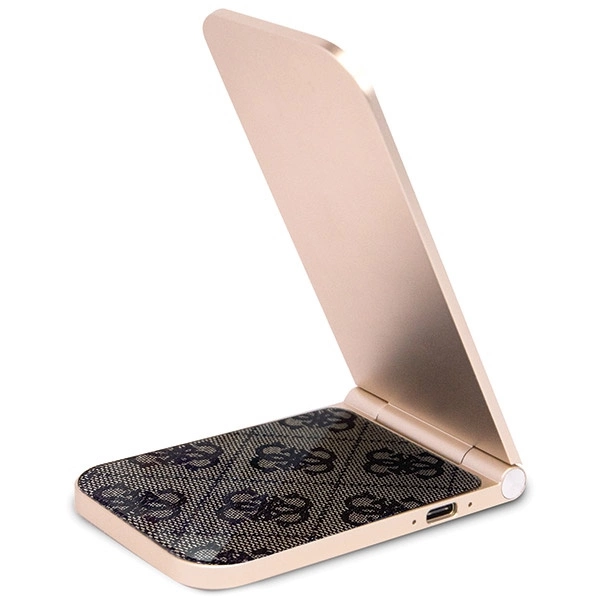 Guess 4G Pattern MagSafe foldable 2in1 15W inductive charger - browneng