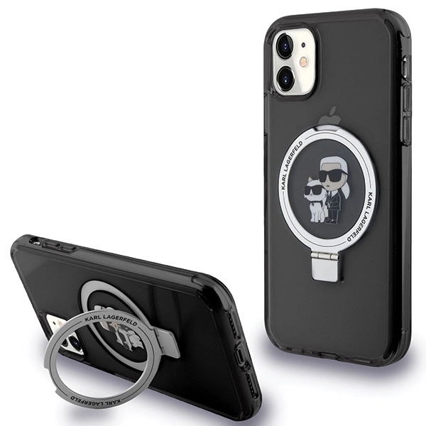 Karl Lagerfeld Ring Stand Karl&Choupette MagSafe case for iPhone 11 / Xr - blackeng