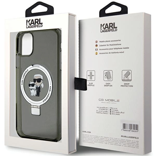 Karl Lagerfeld Ring Stand Karl&Choupette MagSafe case for iPhone 11 / Xr - blackeng