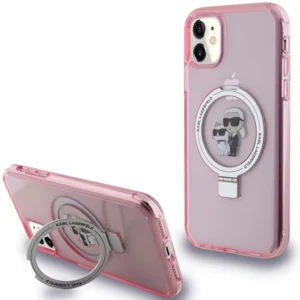 Karl Lagerfeld Ring Stand Karl&Choupette MagSafe case for iPhone 11 / Xr - pinkeng