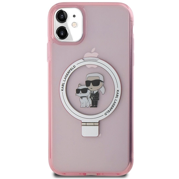 Karl Lagerfeld Ring Stand Karl&Choupette MagSafe case for iPhone 11 / Xr - pinkeng