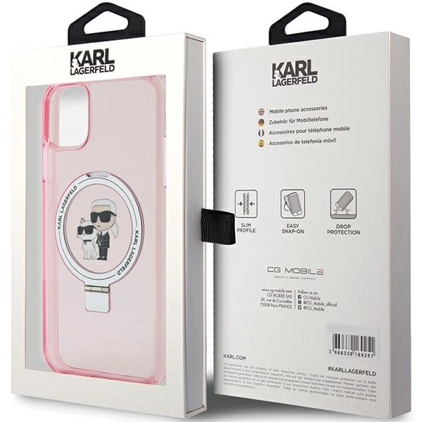Karl Lagerfeld Ring Stand Karl&Choupette MagSafe case for iPhone 11 / Xr - pinkeng