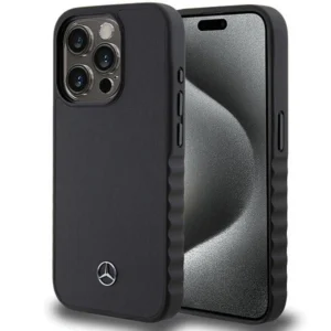 Mercedes Smooth Leather case for iPhone 15 Pro - blackeng
