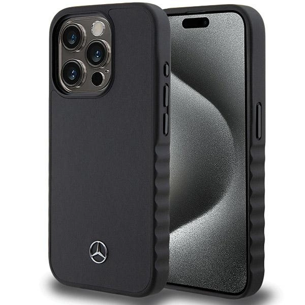 Mercedes Smooth Leather case for iPhone 15 Pro - blackeng