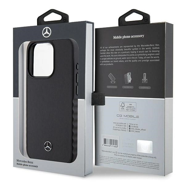 Mercedes Smooth Leather case for iPhone 15 Pro - blackeng